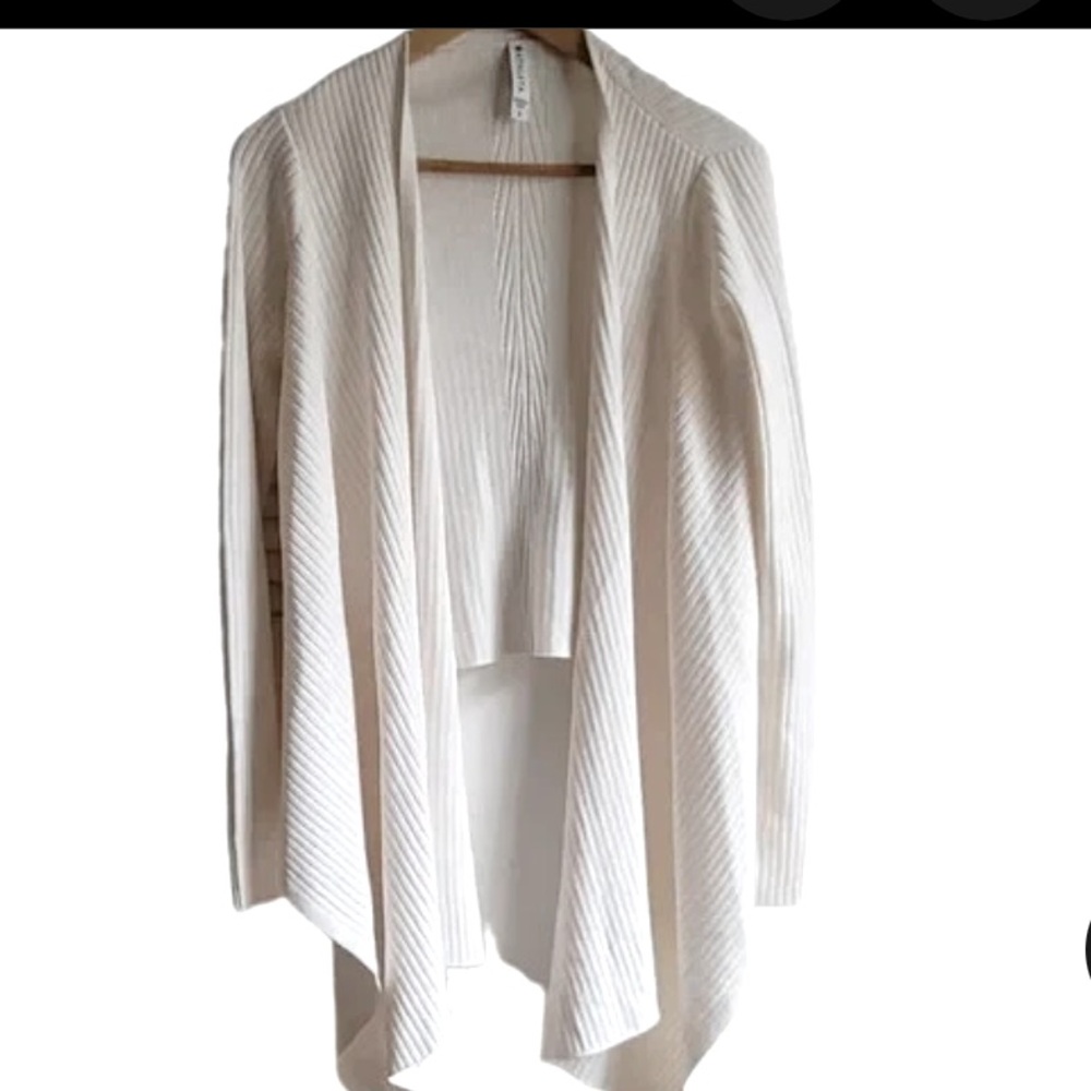 Athleta Soltice Cream Wool-Blend Ribbed Wrap Cardigan Size Small NWOT